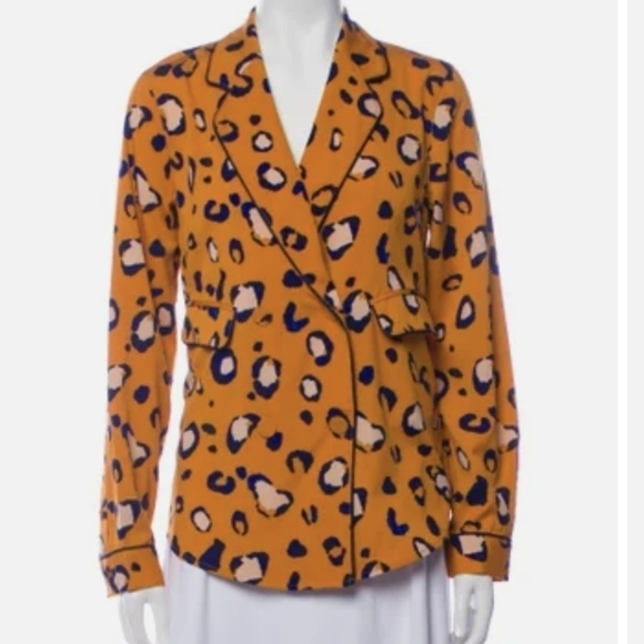 3.1 Phillip Lim X Target Orange Blazer Animal Leopard Print Long Sleeve Sz XS - Picture 8 of 9